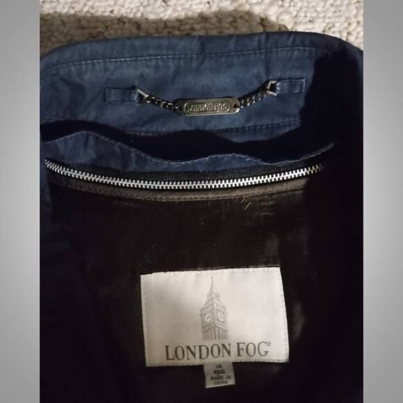 London Fog navy blue trench coat jacket size 14 women's - Picture 5 of 8
